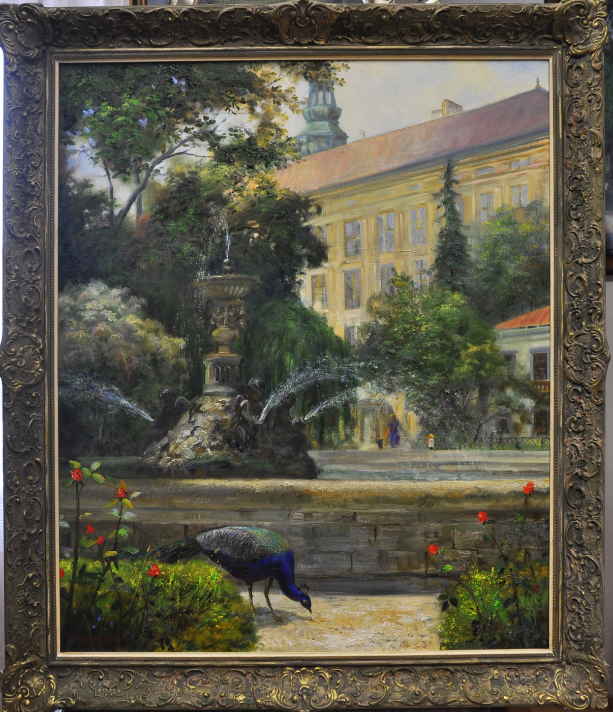 Podzámecká zahrada- kašna,páv
